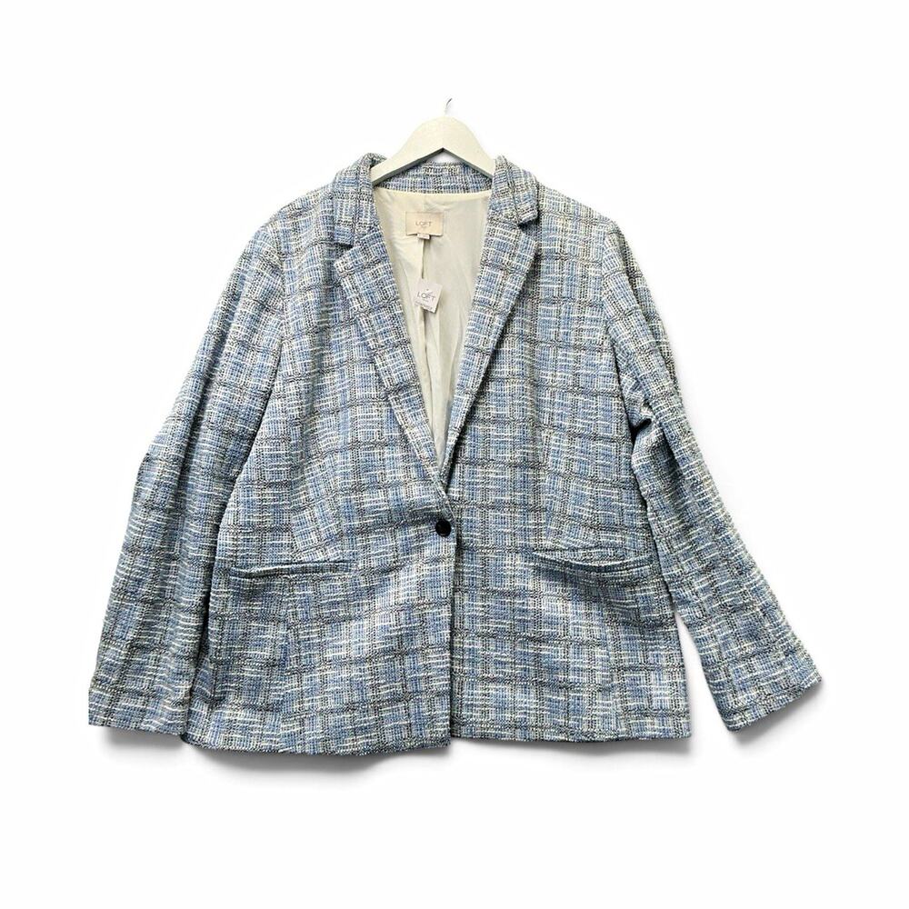 LOFT Outlet Women’s Blue/White Blazer Jacket Size 16 Lined Pockets
